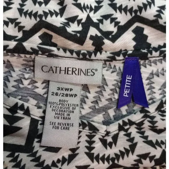 Catherines Shirt‎ Ladies 3x Petite Black Tan Fringe - Picture 4 of 6